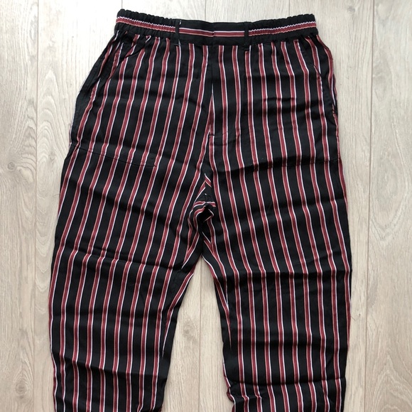 striped parachute pants